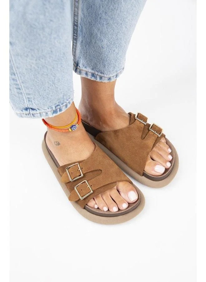 Manijero  Lirio Women's Genuine Leather Single Band Double Buckle Slip-On Slipper for Women | Best Price UAE