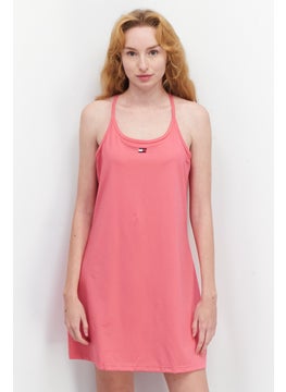 Women Sportswear Fit Brand Logo Tank Mini Dress, Pink