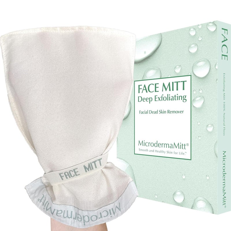 MicrodermaMitt Deep Exfoliating Mitt Scrub for Face, Lips & Neck - Dead Skin & Blackheads Remover - Gentle Facial Scrubber - Exfoliator Glove for Shower - Women Skin Care - Image 1
