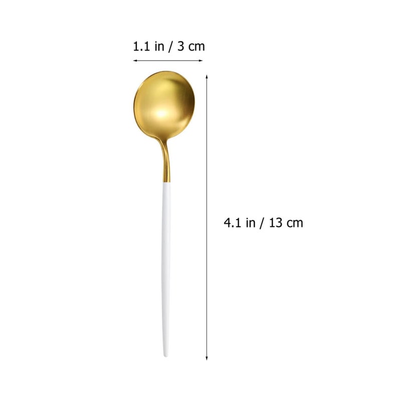Stainless Steel Small Round Soup Spoons 5 Pack For Home And Restaurant Use - Image 3