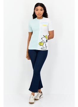 Peanuts Women Crew Neck Short Sleeves Embroidered T-Shirt, Multicolor  - Image 4