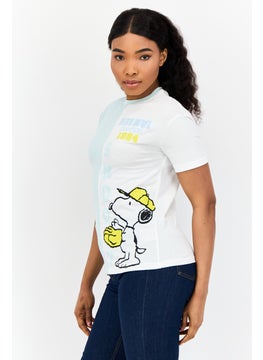 Peanuts Women Crew Neck Short Sleeves Embroidered T-Shirt, Multicolor  - Image 2