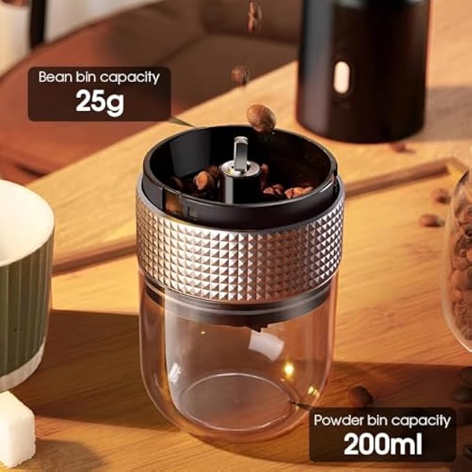 Azonee Electric Coffee Grinder Coffee Grinders Grinder Ceramic ConeShaped Burrs Cores Coffee Mill Adjustable Settings OneTouch Operation Portable Grinder For Travel Camping Office - Image 4