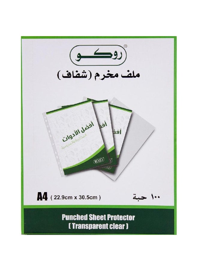 جيب ملف واحد، فتحة علوية، مقاس A4، بلاستيك شفاف