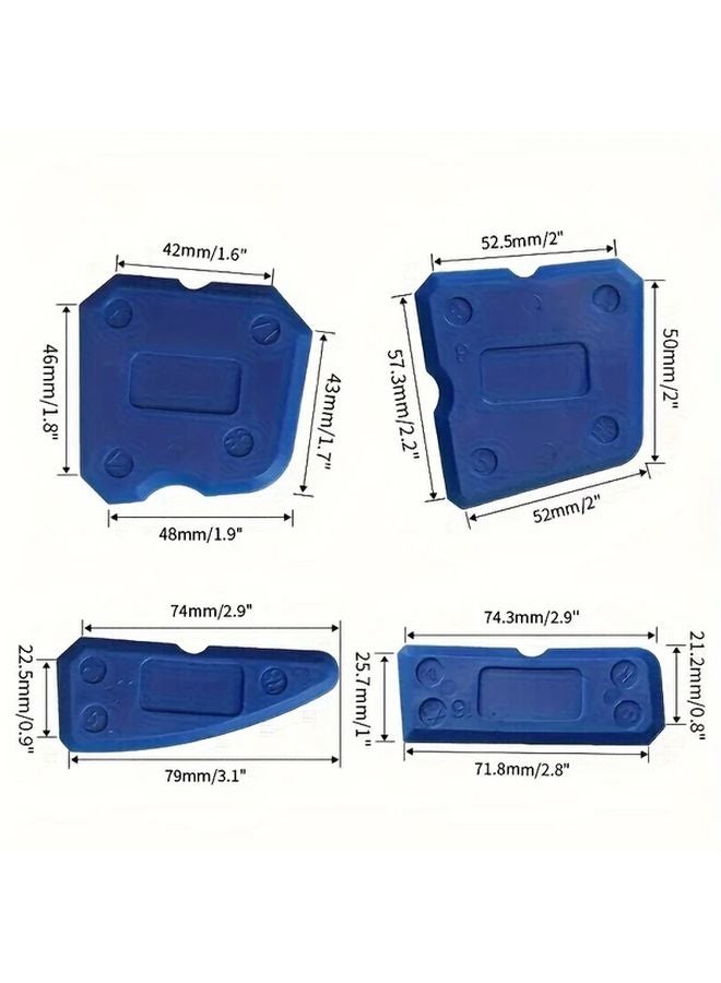 Blue 4pcs Caulking Tool Kit Silicone Sealant Spreader Scraper Glue Remover Floor Tile Repair - Image 1