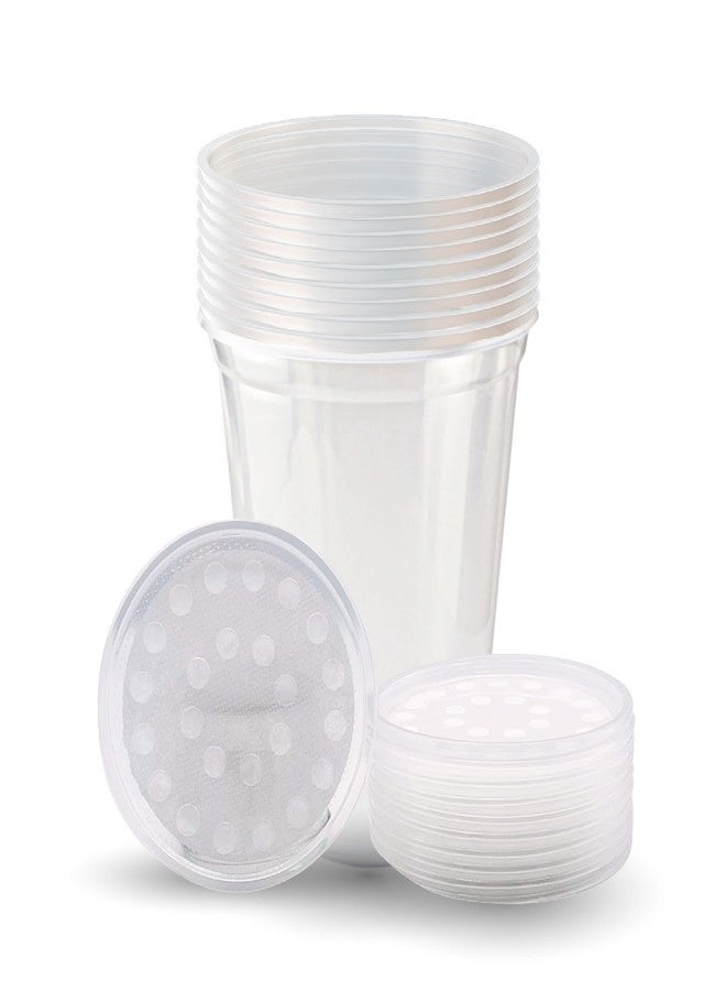 Snout and Shell Deli Cups with Fabric Vented Lids, 10 Pack - Secure Fruit Fly & Insect Cultures, Prevent Escapes & Contaminants, Easy Fruit Fly Media Preparation, Hot Liquid Safe - Image 1