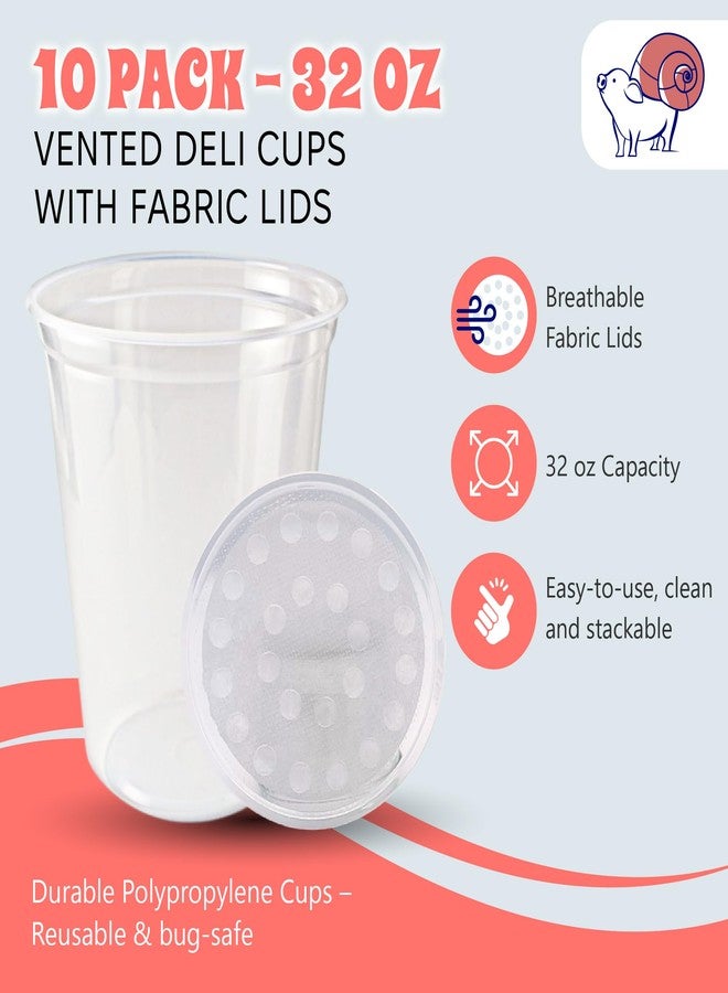Snout and Shell Deli Cups with Fabric Vented Lids, 10 Pack - Secure Fruit Fly & Insect Cultures, Prevent Escapes & Contaminants, Easy Fruit Fly Media Preparation, Hot Liquid Safe - Image 2