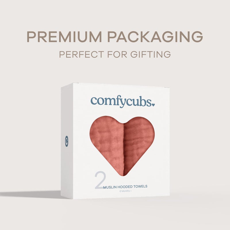 كومفي كلوبس منشفة أطفال بغطاء رأس من Comfy Cubs مقاس كبير 32 × 32 بوصة - 6 طبقات من قطن الموسلين بنسبة 100% للأطفال الصغار والأطفال - مناشف حمام أطفال ناعمة وماصة - تصميم للجنسين لوقت الاستحمام - وردة مغبرة - Image 5