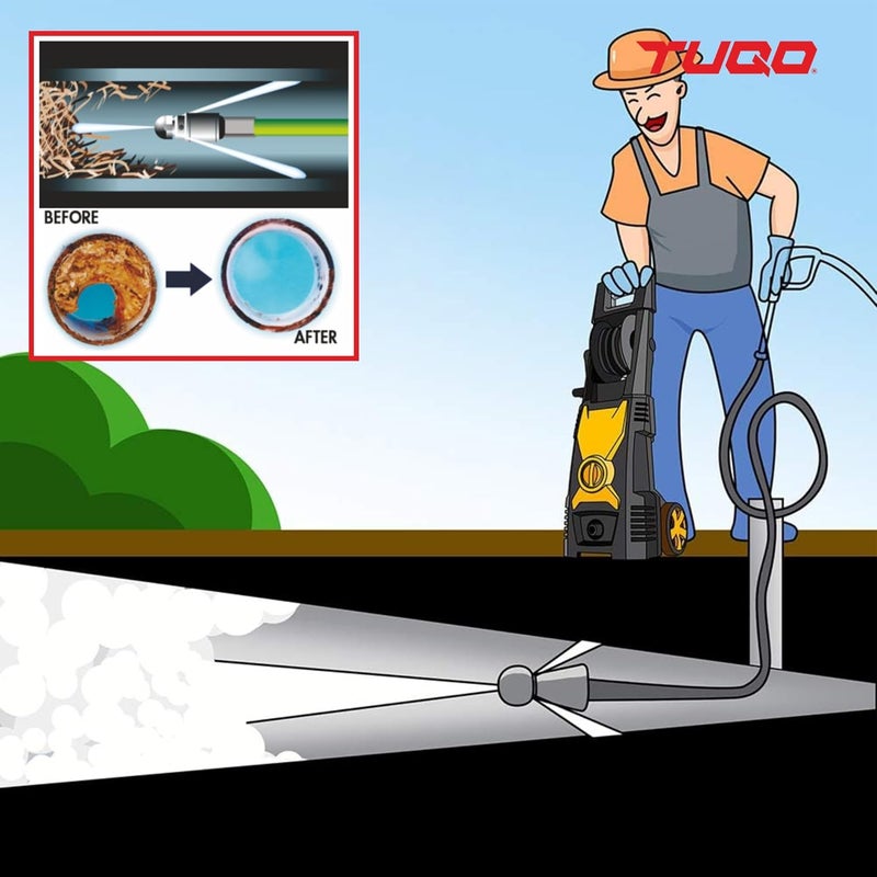 TUQO DS07 | 3/8" Plug Rotary Sewer Cleaning Tool High-pressure Nozzle | Drain Augers, Sewer Pipe, Hair Clog Remover | Toilet Clog Remover - Image 5