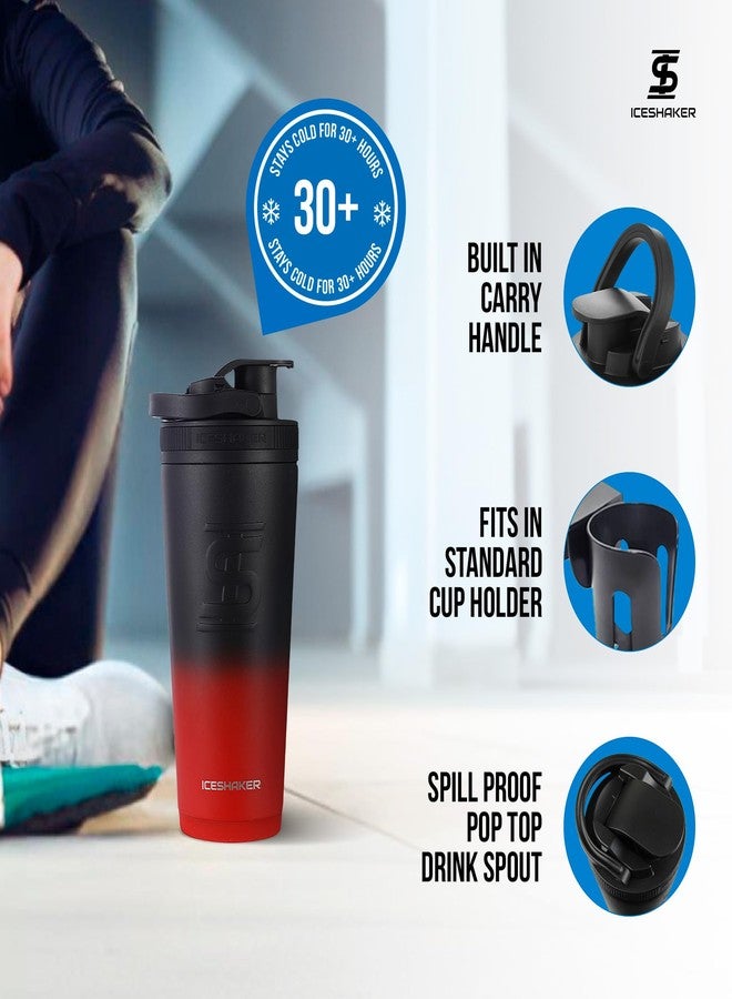 Ice Shaker Insulated Stainless Steel Shaker Bottle | 26oz, Red/black | Cold for 30+ Hours | Insulated Cup with Twist-on Agitator | Odor-Free Bottle for Protein Shakes, Water, Smoothies, Cocktails - Image 3