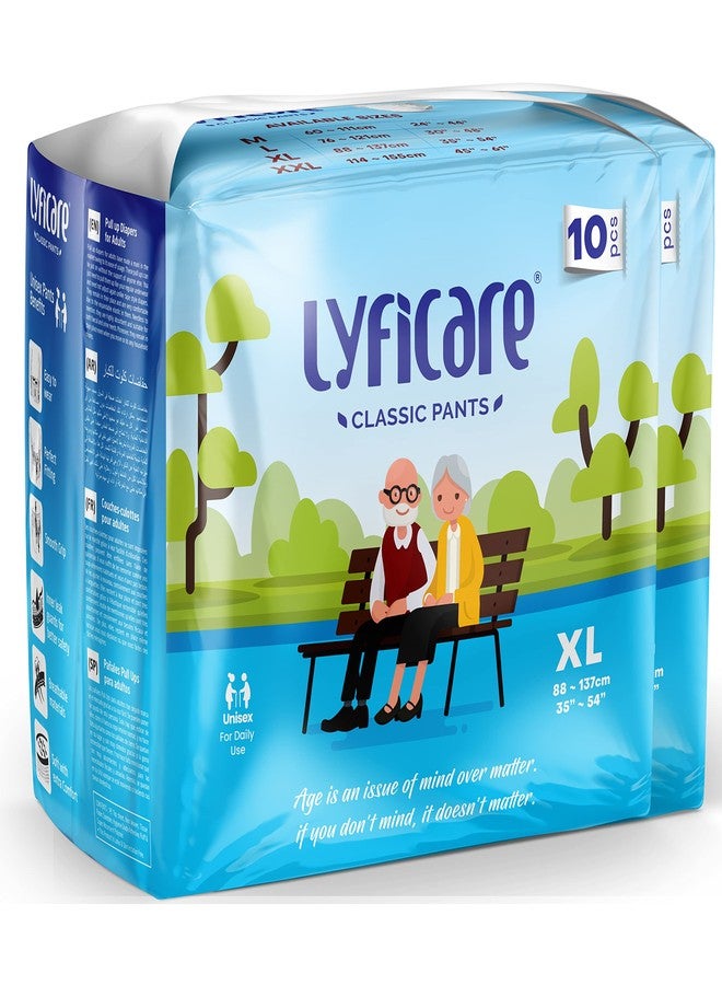 Lyficare Classic Adult Diaper Extra Large Size (XL) - 20 Units (Pack of 2) | Unisex Diapers Pants | Waist (90-125 cm) | Wetness Indicator, Super absorb, 360° Protection & 0% Leakage | For Men & Women - Image 1