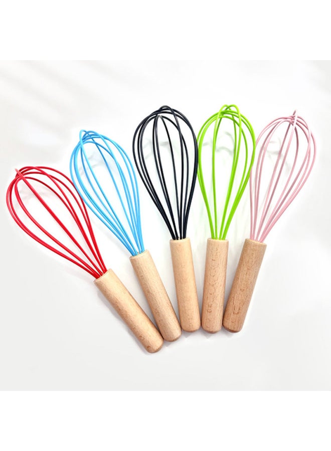 Hand Held Egg Beater Wooden Handle Silicone Manual Egg Beater Kitchen Mixer Baking Household Tools-Colour:Red ( 12inch ) - Image 2