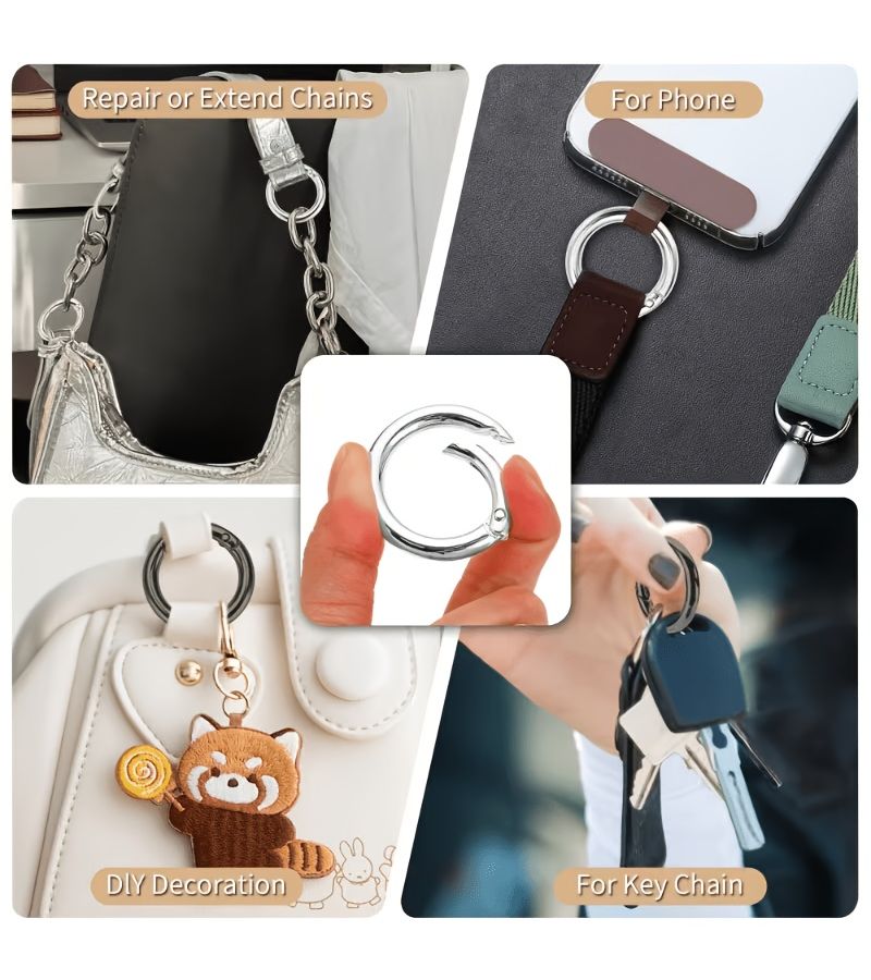20pcs Golden Metal Spring Keychain Rings With Hook Clips For Wallet Luggage - Image 4