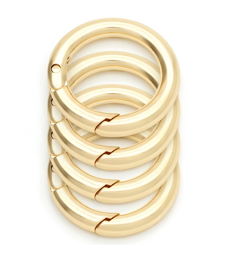 20pcs Golden Metal Spring Keychain Rings With Hook Clips For Wallet Luggage - Image 1