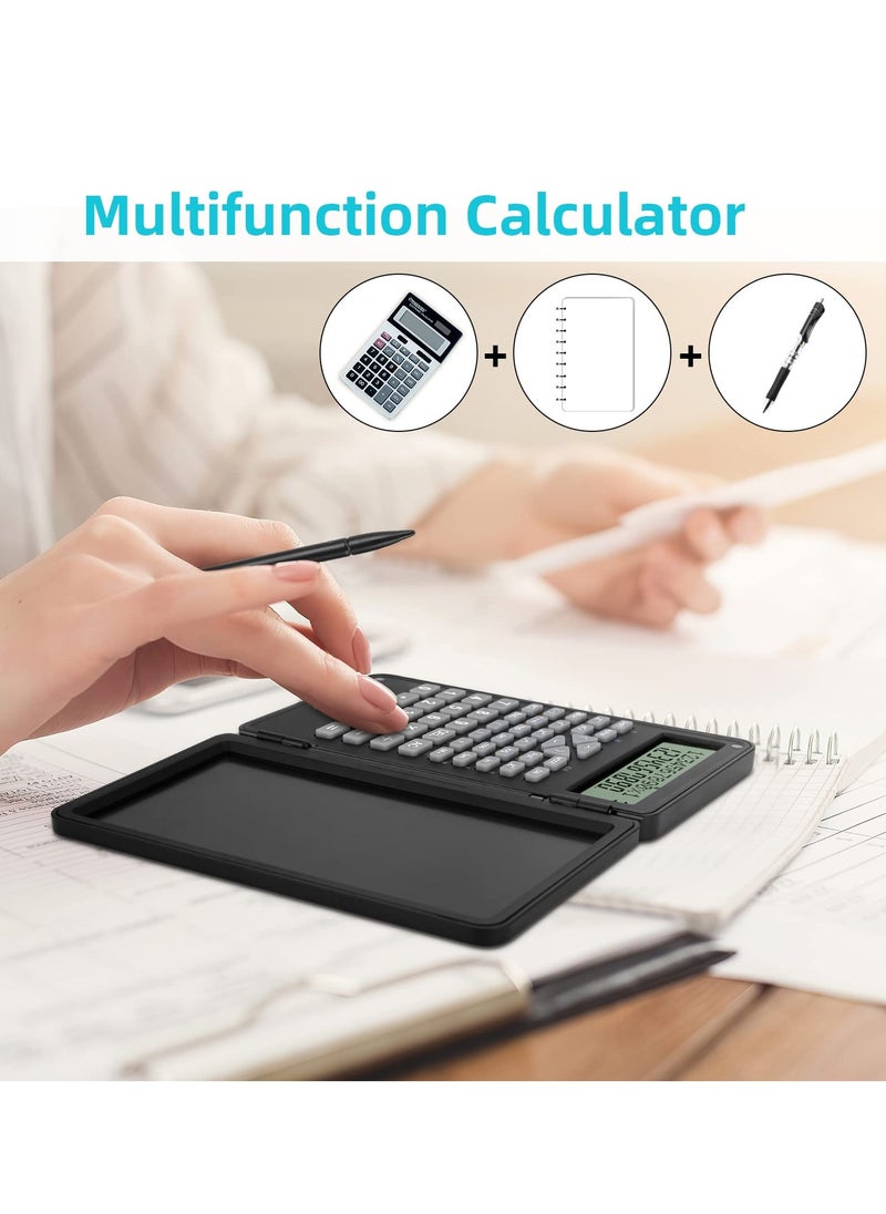 KASTWAVE Scientific Calculator, Foldable Portable Desktop Calculator with Erasable Writing Board 10 Digit LCD Display Physical Geometry Calculator for Students Teachers Office Business High School-Black  - Image 2