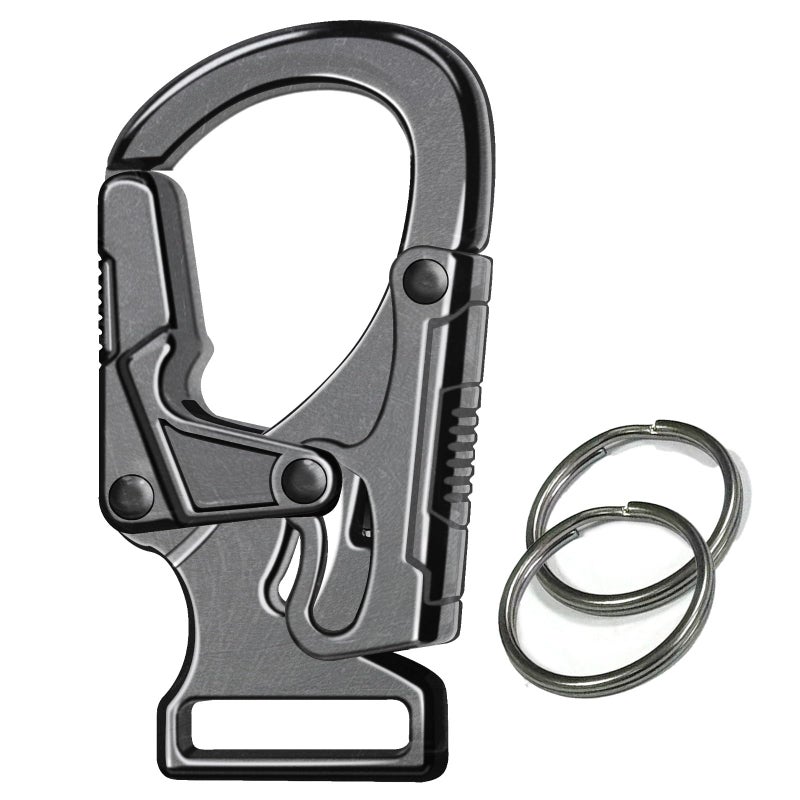 Ahiller Carabiner Clip,1.9'' Alloy Car Keychain Clip with 2 Key Ring,Outdoor Hooks,Small Key Holder for Man and Womenï¼ˆGunmetal-1Pï¼‰ - Image 1