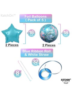KATCHON Mermaid Birthday Party Decorations for Girls - Big Foil Mermaid Balloons and Seashell Balloons | Happy Birthday Mermaid Tail Balloons | Mermaid Theme Party Supplies | Under the Sea Birthday Balloons  - Image 4