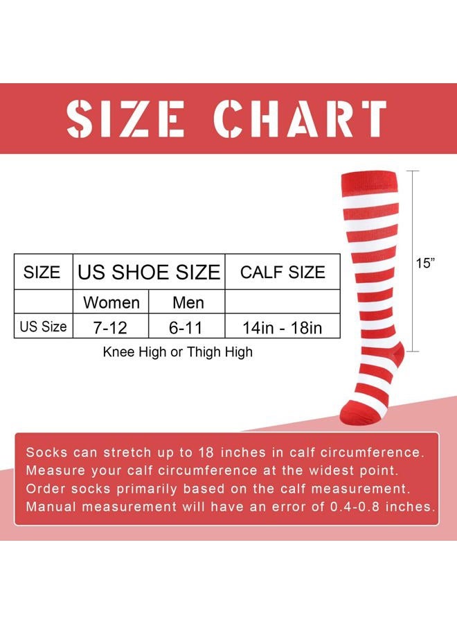 Junely Compression Socks for Women Knee High for Running Athletic Nurses Pregnant Women Work Support Travel Flight Sports, A1-red and White, One size - Image 5