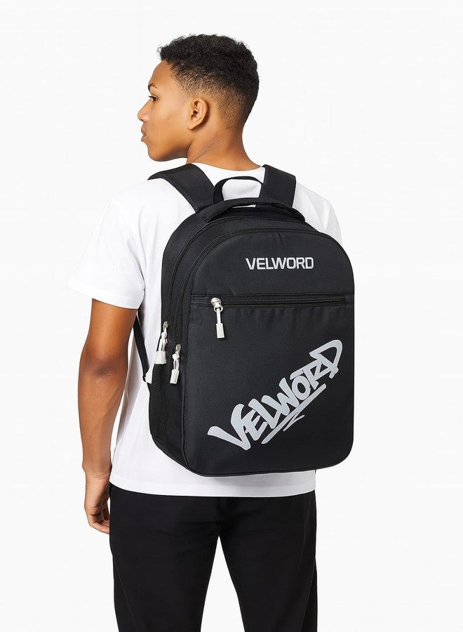 VELWORD Valex Laptop Backpack, 28L Capacity, 19 Inch Laptop Compartment, Cotton Material, Water Resistant, Black, Casual Style, Unisex (BLACK) - Image 4