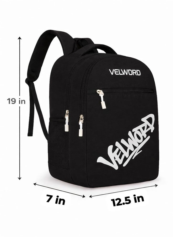 VELWORD Valex Laptop Backpack, 28L Capacity, 19 Inch Laptop Compartment, Cotton Material, Water Resistant, Black, Casual Style, Unisex (BLACK) - Image 5