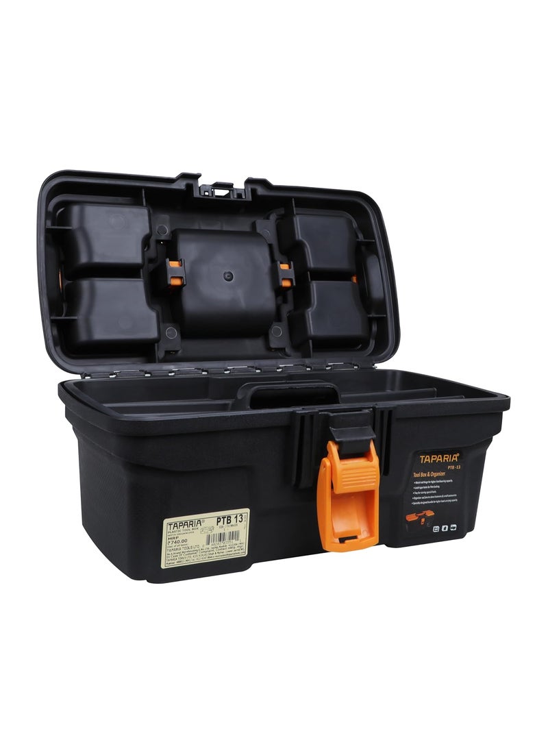 Taparia Taparia PTB13 Compact Plastic Tool Box with Organizer Orange and Black  - Image 4