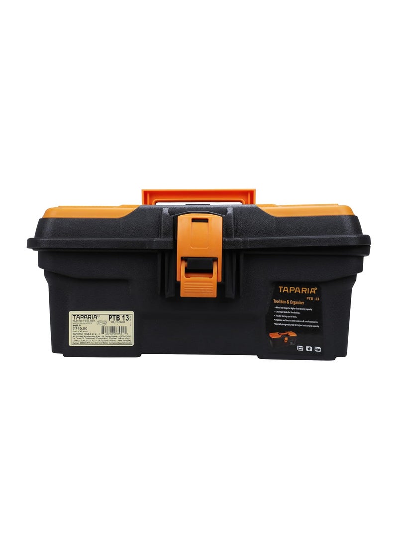 Taparia Taparia PTB13 Compact Plastic Tool Box with Organizer Orange and Black  - Image 1