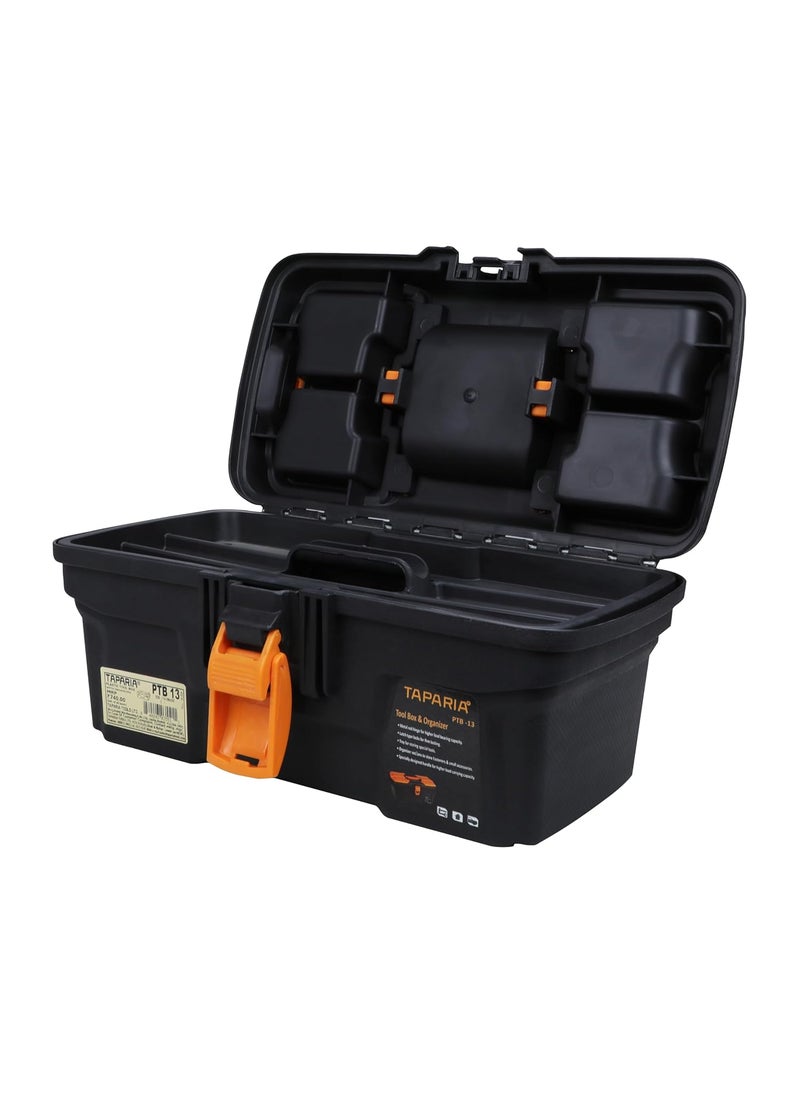 Taparia Taparia PTB13 Compact Plastic Tool Box with Organizer Orange and Black  - Image 5