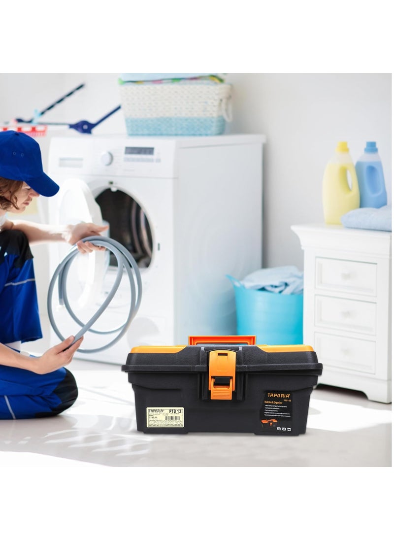 Taparia Taparia PTB13 Compact Plastic Tool Box with Organizer Orange and Black  - Image 2