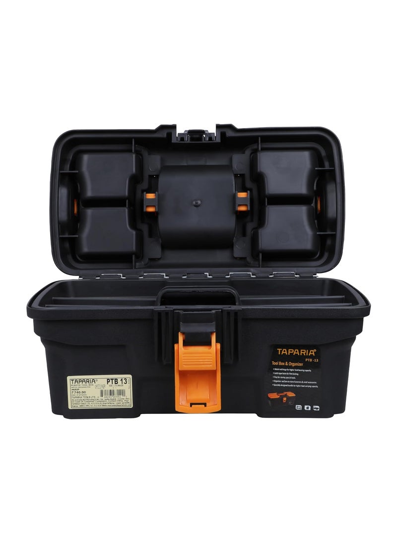 Taparia Taparia PTB13 Compact Plastic Tool Box with Organizer Orange and Black  - Image 3