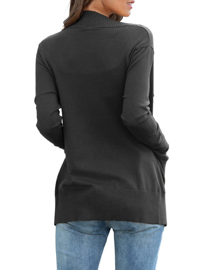 REDHOTYPE Women's Cardigan with Pockets Casual Open Front Lightweight Cardigans for Womens, Charcoal Black, Large - Image 4