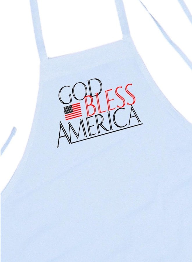 CoolAprons God Bless America White Kitchen Apron – Patriotic USA BBQ & Cooking Apron For Men And Women - Image 1