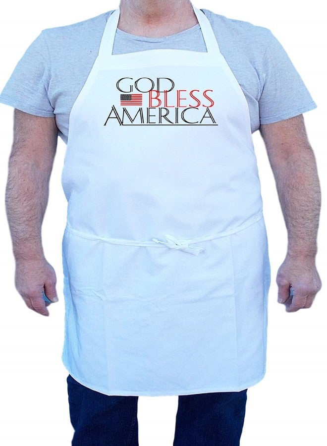 CoolAprons God Bless America White Kitchen Apron – Patriotic USA BBQ & Cooking Apron For Men And Women - Image 2