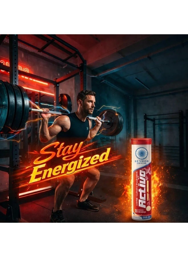 BESHOR Activo Energy Effervescent Multivitamin with Herbs and Caffeine -20Tablets -Fruit Flavor- Sugar Free - Image 4