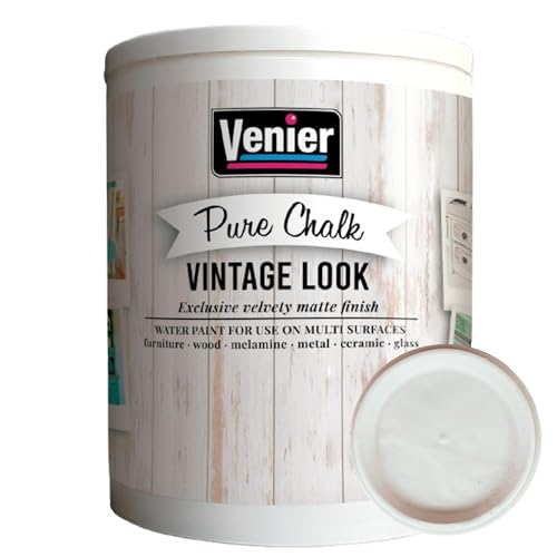 Venier Chalk Pure Paint - for Furniture, Crafts, Home Decor - All-in-One – DIY – Eco-Friendly (Vintage [White]), (33.81 oz) - Image 1