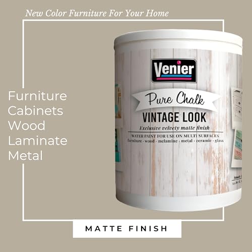 Venier Chalk Pure Paint - for Furniture, Crafts, Home Decor - All-in-One – DIY – Eco-Friendly (Vintage [White]), (33.81 oz) - Image 3