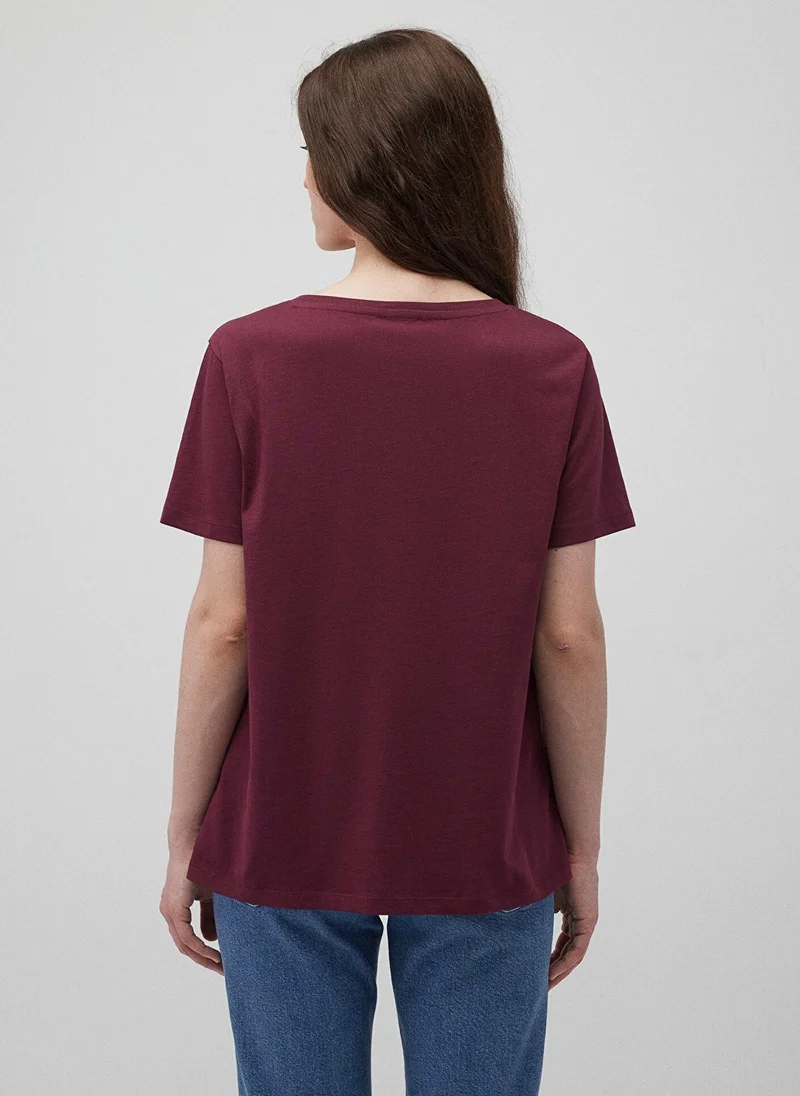 مافي V Neck Red Basic T-Shirt