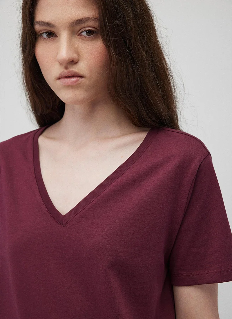 مافي V Neck Red Basic T-Shirt