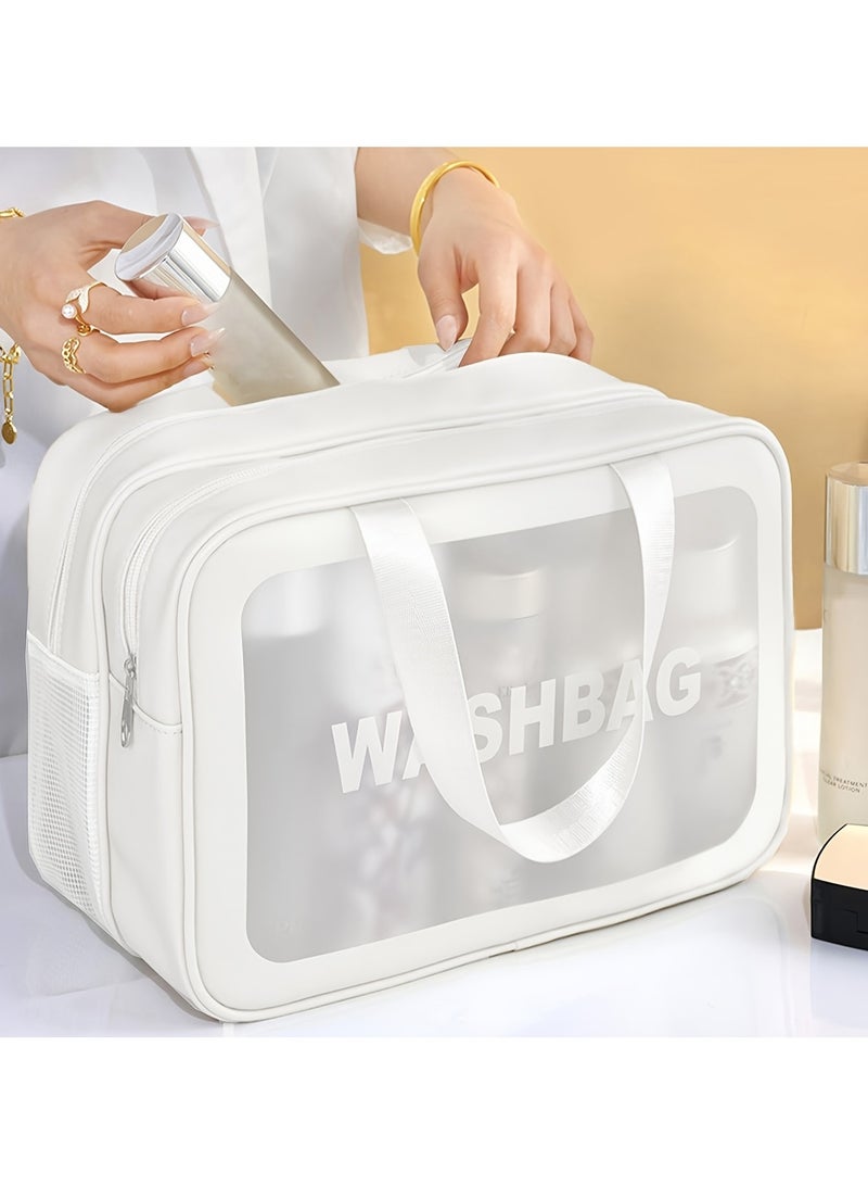 Large Double-Layer Waterproof Toiletry Bag for Travel - Transparent PVC Cosmetic Organizer with Dry/Wet Separation | Gym, Beach & Swimming Essentials Carrier for Women | Durable Zipper, Holiday Gift - Image 1