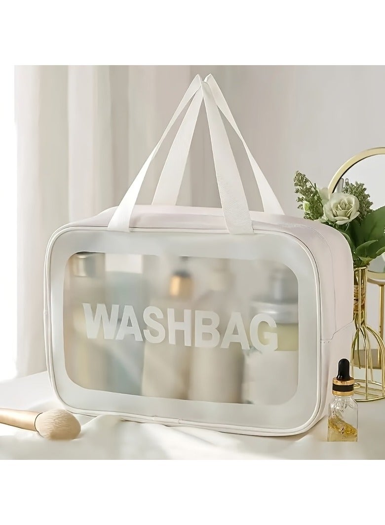 Large Double-Layer Waterproof Toiletry Bag for Travel - Transparent PVC Cosmetic Organizer with Dry/Wet Separation | Gym, Beach & Swimming Essentials Carrier for Women | Durable Zipper, Holiday Gift - Image 2