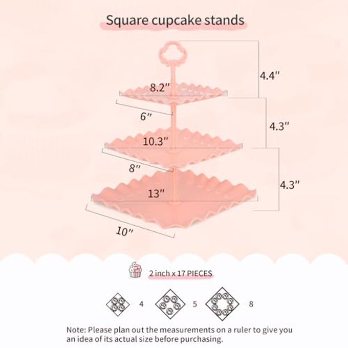 NWK 5 Piece Cake Stand Set with 2 x Large 3-Tier Cupcake Stands, 3 x Appetizer Trays, for Wedding Birthday Baby Shower Tea Party Decorations (Colorful) - Image 5