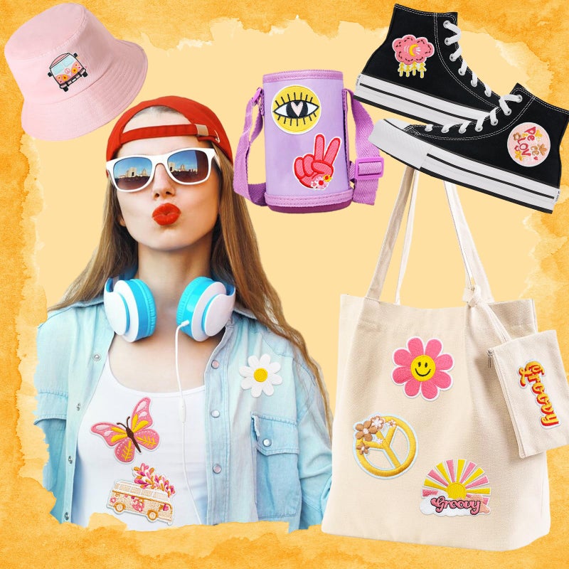 Yaveron 20Pcs Groovy Retro Hippie Iron on Patches Vintage Boho Peace Sign Patch for Clothing Backpacks Jeans Jackets Hats Sew on Embroidered Applique - Image 5
