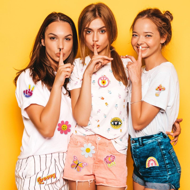 Yaveron 20Pcs Groovy Retro Hippie Iron on Patches Vintage Boho Peace Sign Patch for Clothing Backpacks Jeans Jackets Hats Sew on Embroidered Applique - Image 4