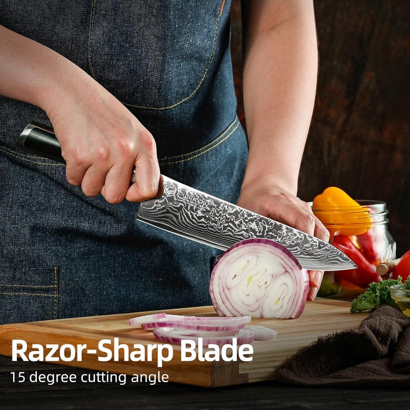 Sunnecko 8 Inch Chef Knife Professional, Sharp Kitchen Knife Damascus Chefs Knife Vg10 High Carbon Stainless Steel - Image 2