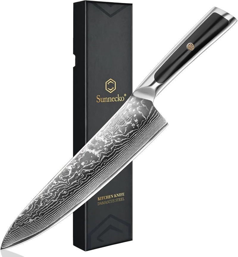 Sunnecko 8 Inch Chef Knife Professional, Sharp Kitchen Knife Damascus Chefs Knife Vg10 High Carbon Stainless Steel - Image 1