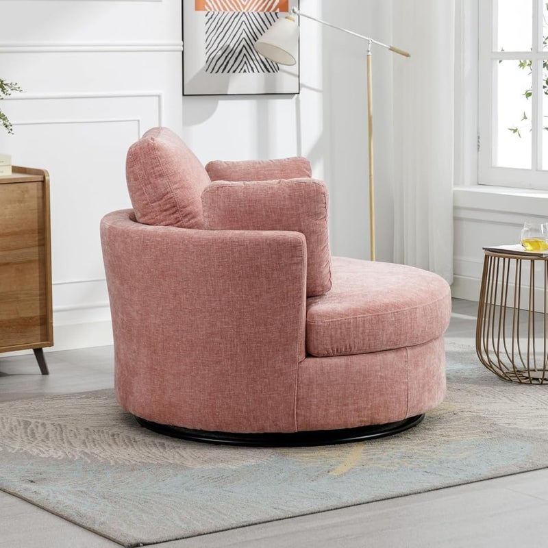 Comfynest Round Swivel Accent Sofa in Pink - Image 4