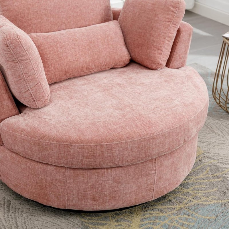 Comfynest Round Swivel Accent Sofa in Pink - Image 2