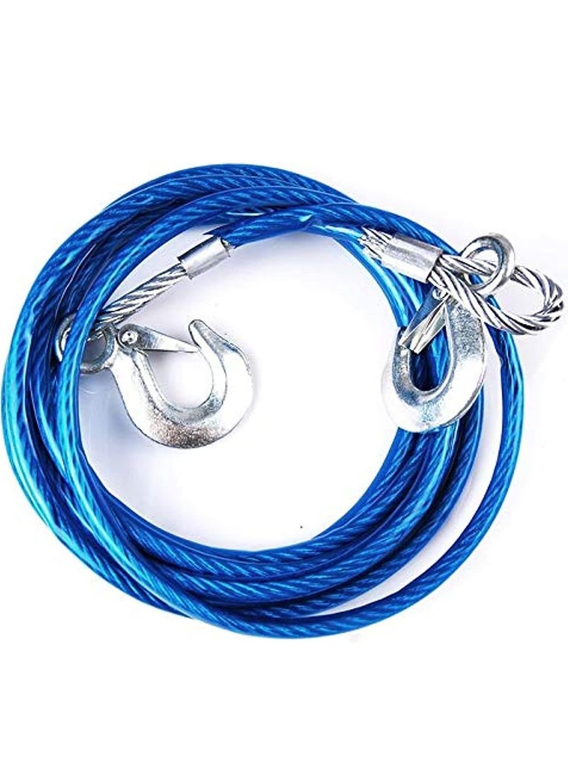 Generic Car Vehicle Boat Steel Wire Towing Pull Strap Rope with Hook Heavy Duty Tow Cable (Blue)  - Image 1