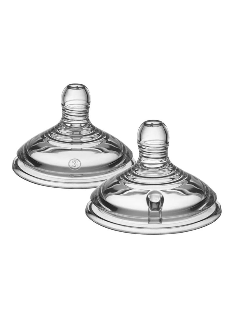 Tommee Tippee UK Closer to Nature Fast Flow Teats, 6+ Months, Anti-Colic Valve, Silicone Bottle Nipples - Pack of 2