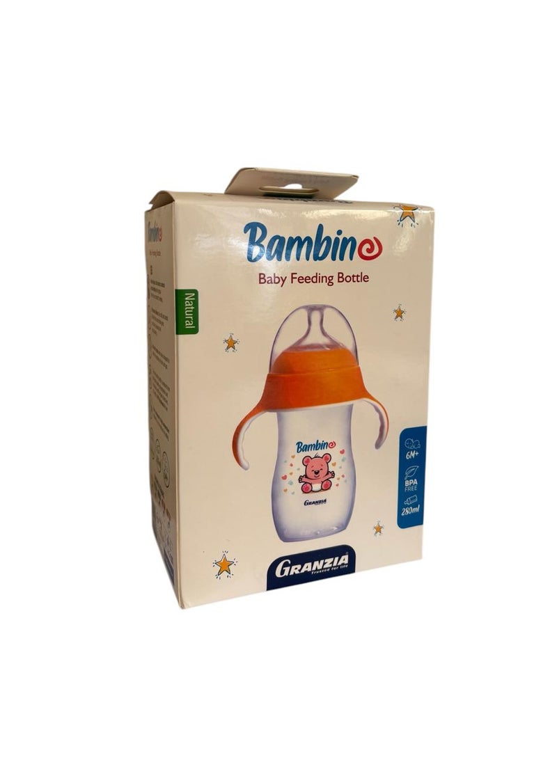 Granzia Baby Natural Feeding Bottle With Hand 280 ml - Orange - Image 1
