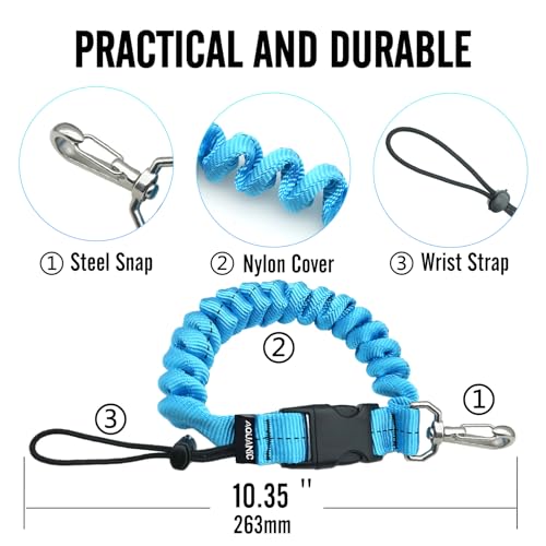 nitescuba Scuba Diving Spring Clip Lanyard, Thick Stainless Steel Spring Coiled Anti-Lost Lanyard with Quick Release Buckle for Underwater Cameras,Dive flash Lights (blue) - Image 2